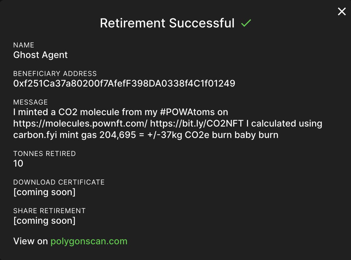GhostAgent_OG's tweet photo. I'm waiting for my CO2e offset loveletter
https://t.co/gEhArihwLo
My CO2
https://t.co/LT0edUHZmP
I'll offset all my https://t.co/f2qp36He23 mints with https://t.co/xXuRbvpfC2 later
https://t.co/wYmsC9g4BG calculates +/- 25 tonnes CO2e
cost < $100
$KLIMA #POWAtoms #POWNFT https://t.co/sJ2O18ti12