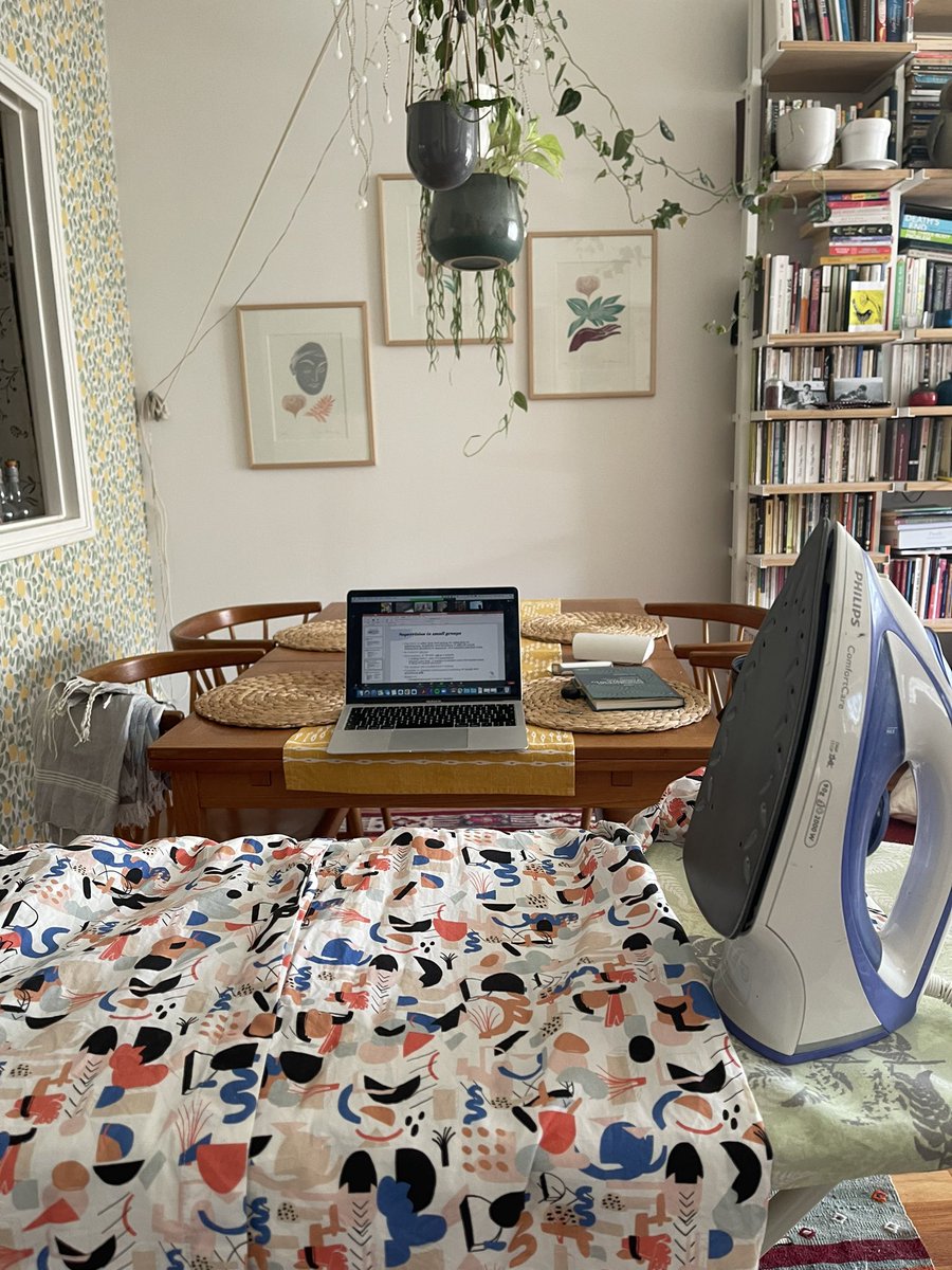 idilgaziulusoy's tweet photo. Peak productivity moment; ironing (which I abhor) and participating in our monthly faculty meeting (which is mostly a listening activity with occasional discussion and commenting moments that last for two hours). #multitasking in the #postnormal https://t.co/r9pZM4hjnG