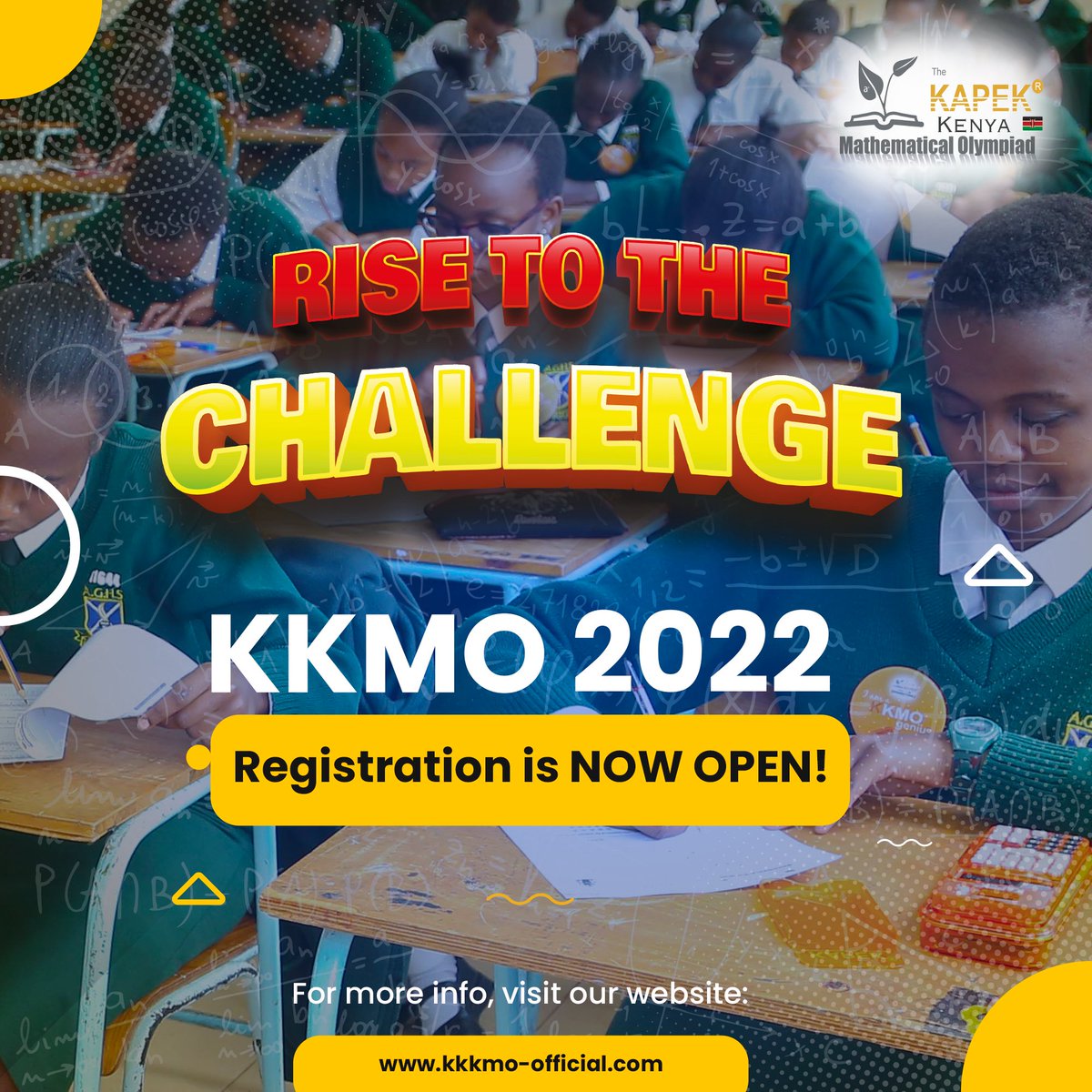 The KKMO registration is closing soon!
If you want to make history and stand a chance to be the next world math champion, Sign up your school now to participate in this life changing KAPEK Kenya Mathematical Olympiad!
Rise to the challenge now!
docs.google.com/.../1FAIpQLSeQ…