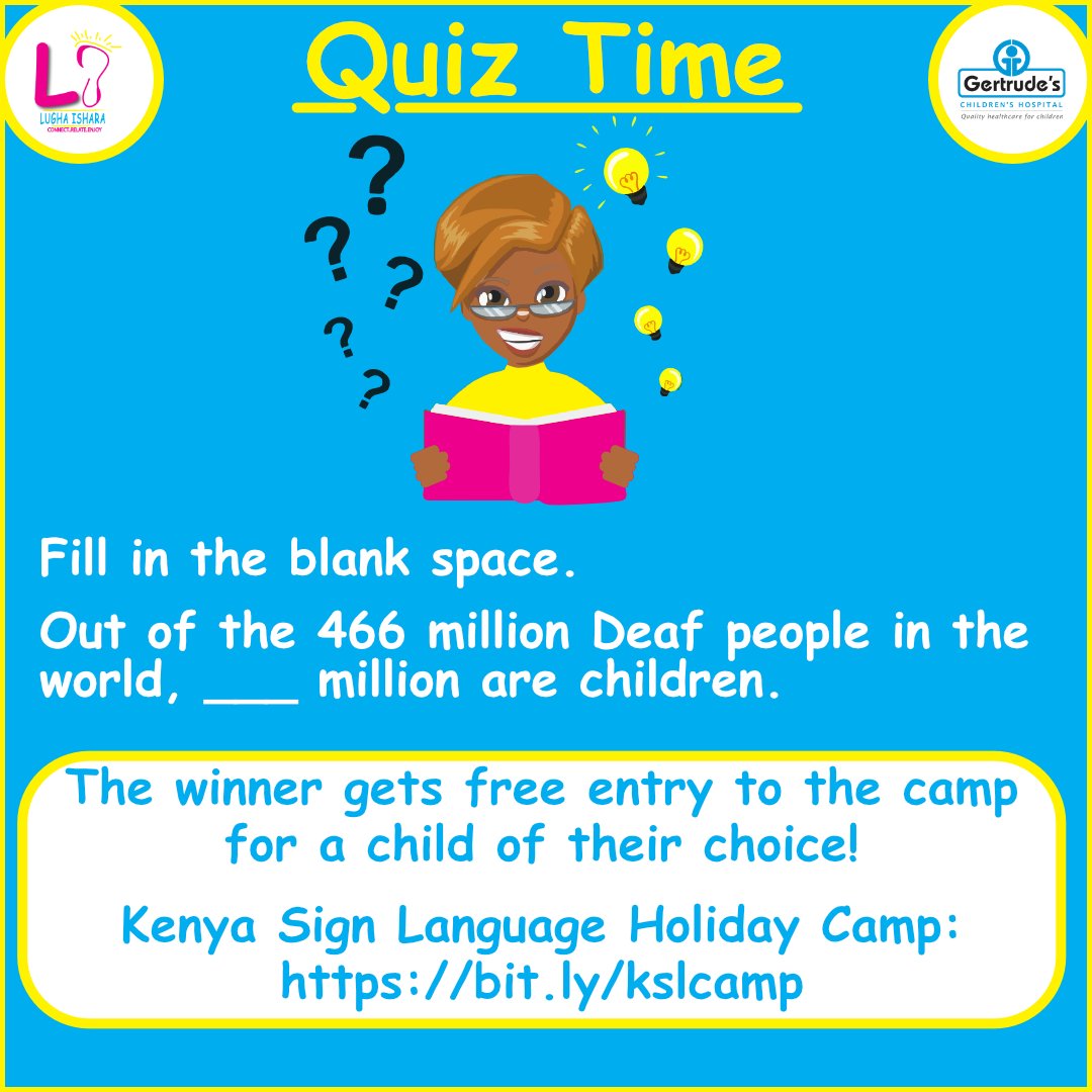 LughaIshara's tweet photo. A large number of children are likely to be excluded if their peers can’t speak their language. We will sponsor 1 child for the Kenya Sign Language Holiday Camp if you get the answer first. Let's go!

For more information, call 0703180345
To register go to https://t.co/m0Hrf8fxzh https://t.co/llwysi9PHG