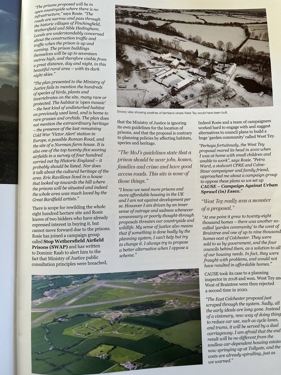 Thank you <a href="/ColneStour/">ColneStour</a> for your lovely annual magazine. Thank you, too for featuring the mega prisons proposed for n Wethersfield Airfield <a href="/SwapAirfield/">SWAP</a> <a href="/CpreEssex/">CPRE Essex</a>