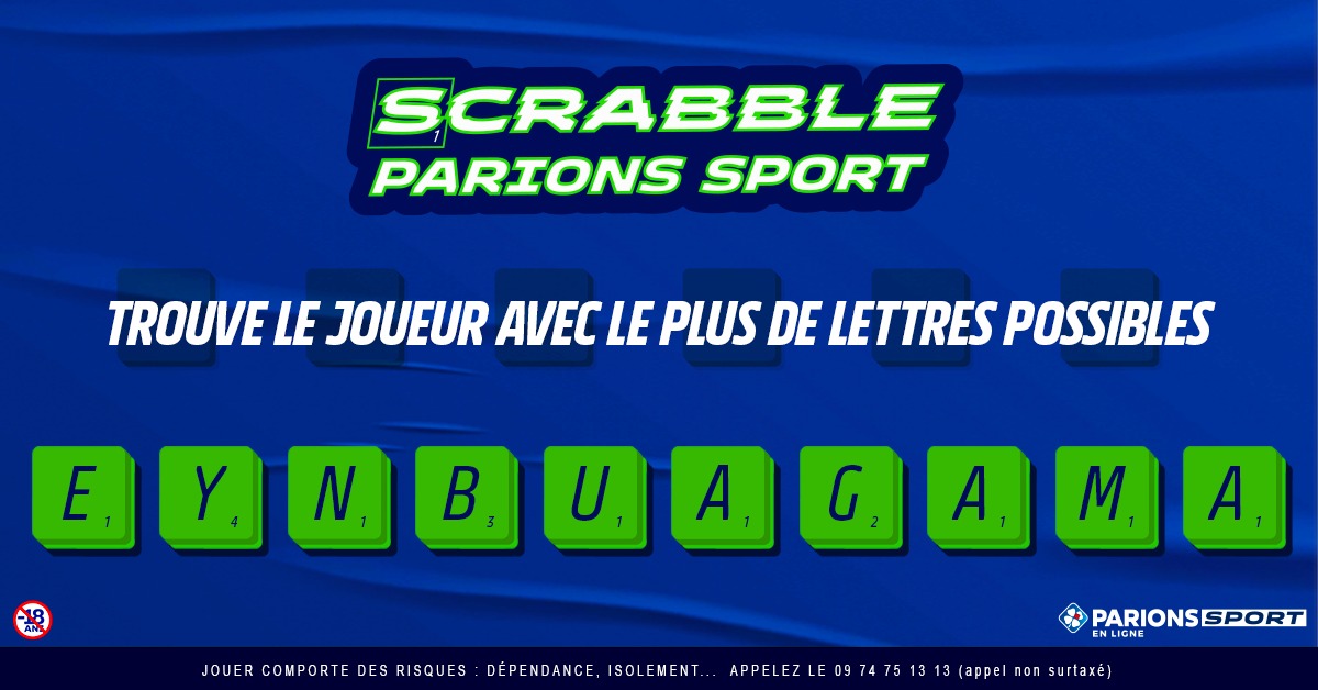 ParionsSport's tweet photo. Jour de LDC mais aussi 𝑱𝒐𝒖𝒓𝒏𝒆́𝒆 𝒎𝒐𝒏𝒅𝒊𝒂𝒍𝒆 𝒅𝒖 𝑺𝒄𝒓𝒂𝒃𝒃𝒍𝒆 🤯 

5️⃣x🔟€ de freebets à gagner en trouvant le nom du joueur sur le chevalet 🔠
On débute avec la Liga ! 🇪🇸

Pour jouer :
1️⃣ RT+Follow @ParionsSport
2️⃣ Commente avec le nom + #ScrabbleParionsSport https://t.co/hxacnuRnx3