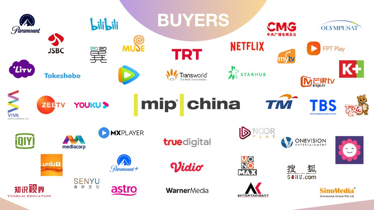 mip's tweet photo. Check out some of the buying companies that have confirmed their participation in #MIPChina 2022: @JSBCI, @iQIYIofficial, @netflix, @paramountplus, @tbs_pr, @astroonline, @WarnerMedia, …
More here: https://t.co/GgGomntpU5
MIP China will be held online, 28 June-1 July. https://t.co/YONu5ItMY3