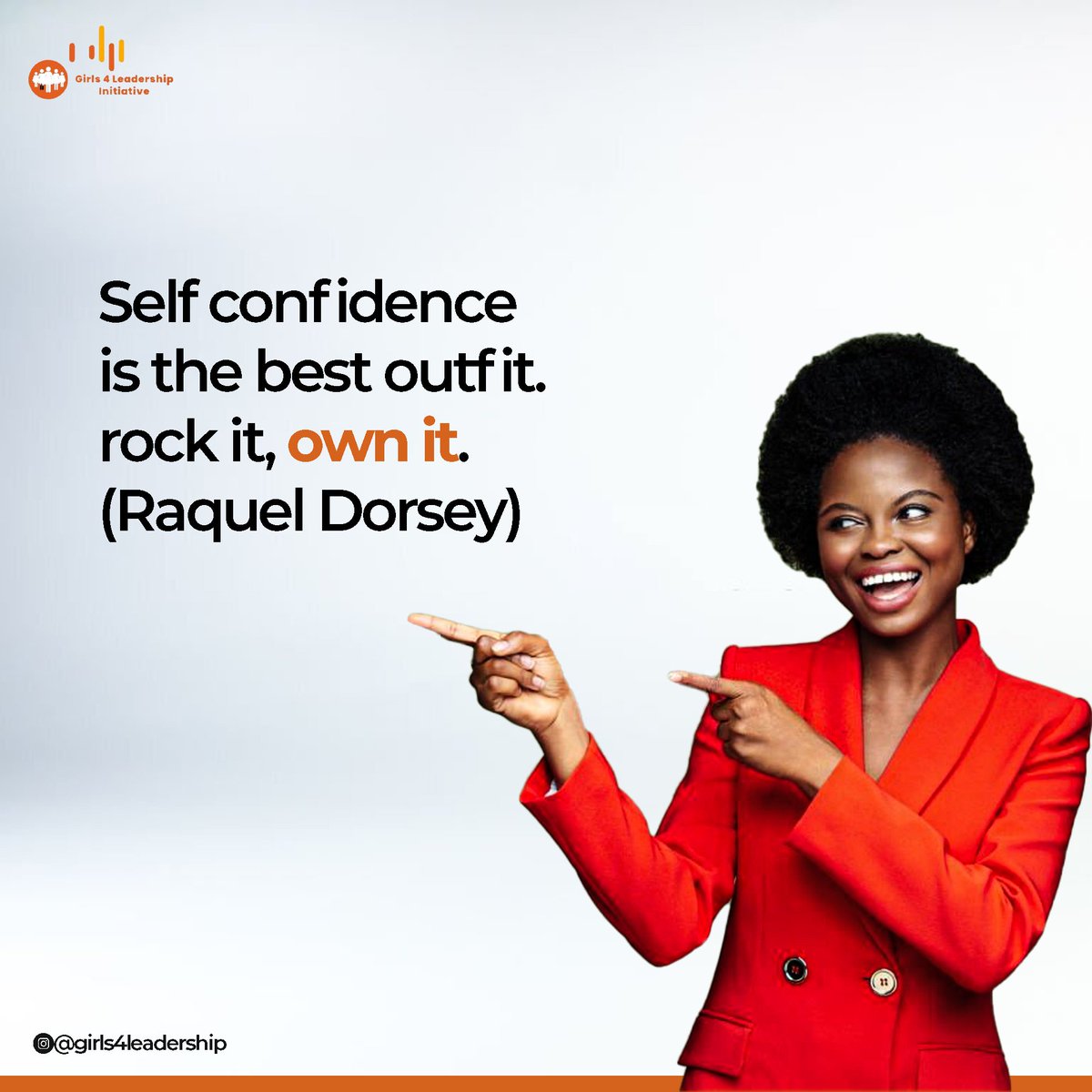 girls4leaders's tweet image. Be confident of who you are and what you do. You own your uniqueness. 

 #girlforleadership 
#leadership 
#girlsdevelopment 
#womanownedbusiness 
#womenleaders