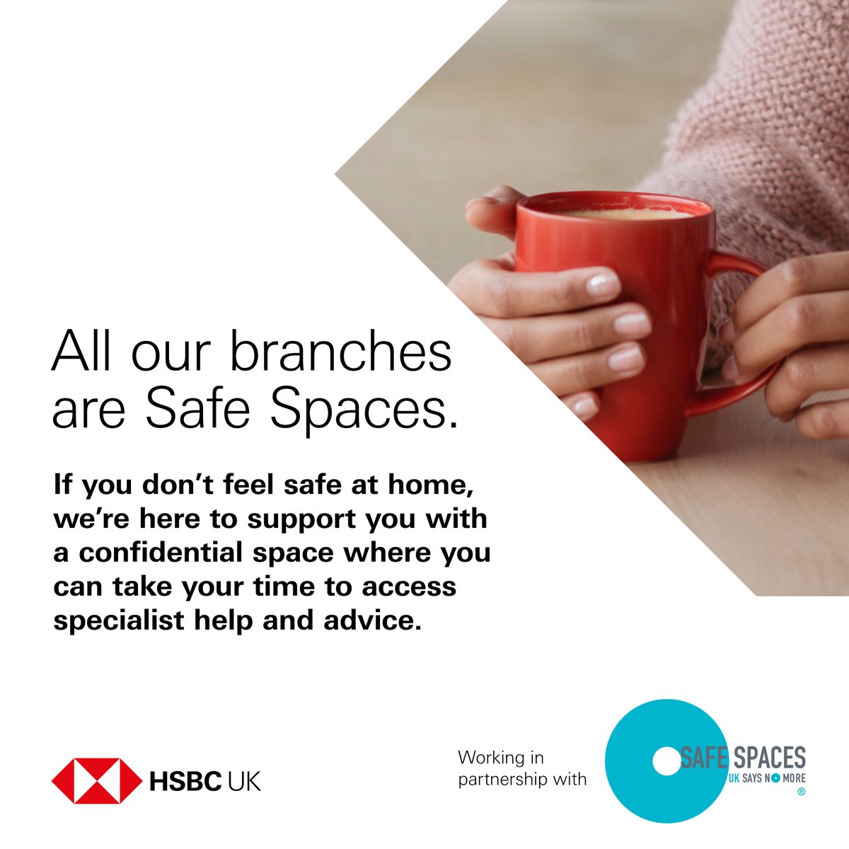 We are proudly supporting <a href="/Hestia1970/">Hestia</a> <a href="/UKSAYSNOMORE/">UK SAYS NO MORE</a> campaign. If you need somewhere private to call a domestic abuse helpline or support service, you can walk into any of our branches and access a Safe Space. Our colleagues are here to support you to access the help you need.