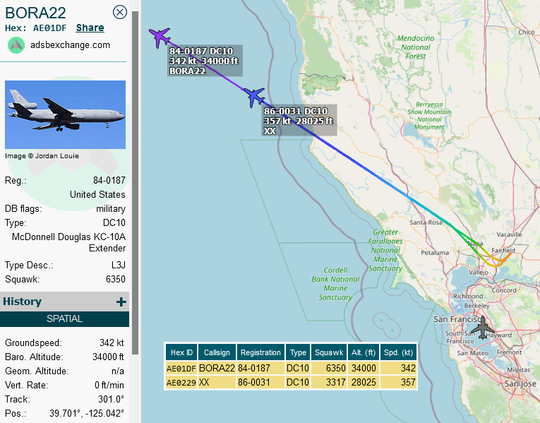 SirListenalot's tweet photo. Earlier today #KC10's #AE0229, #AE01E0, #AE01DF as #BORA02, #BORA12, #BORA22 left Travis for Yokota. "02" diverted to Elmendorf due to a technical issue.
#CoronetWest 497 https://t.co/SRMMGOWBS5