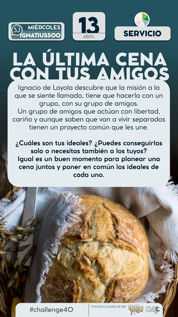 MisionJovenCVXE's tweet photo. 📅LA ÚLTIMA CENA CON TUS AMIGOS 🍲👥

Igual es un buen momento para planear una cena con tus amigos y poner en común los ideales de cada uno. 
¡Lánzate a ello!, no dejes pasar la oportunidad de soñar juntos 

▶️Soñemos juntos (Axel) https://t.co/PYbVIPfoOo https://t.co/65SKWMY01x