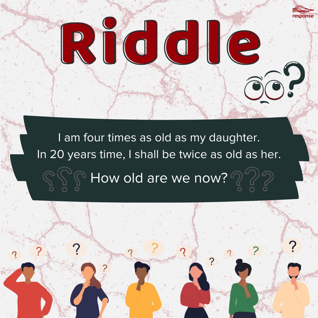 ResponseWebRec's tweet image. We&apos;ve opted for a maths inspired #riddle this week! 👀

How old are we now? 👴👶

Reply below, we&apos;ll being post the #answer a little later on. 🤗
