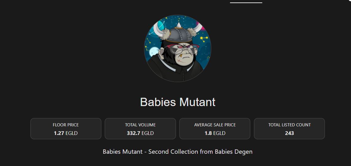 BabiesDegen's tweet photo. So proud of this family #BabiesDegen🦧

- Over 330 $EGLD Volume on @DeadRareNFT in 2 days only !
- Over 7150 $EGLD Volume on our $EGLD Gambling game at https://t.co/JY6TyPZ8k7
- Almost 60M $LKMEX flipped on our $LKMEX Gambling game at https://t.co/TCYEM1Ooce

🚀LFG #Elrond https://t.co/isw4xlLPJ4