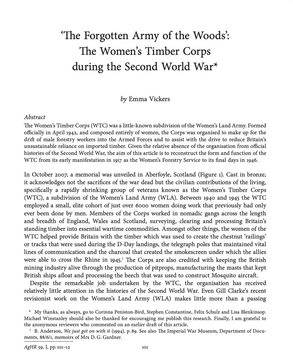 ‘The Forgotten Army of the Woods’: The Women’s Timber Corps during the Second World War*
