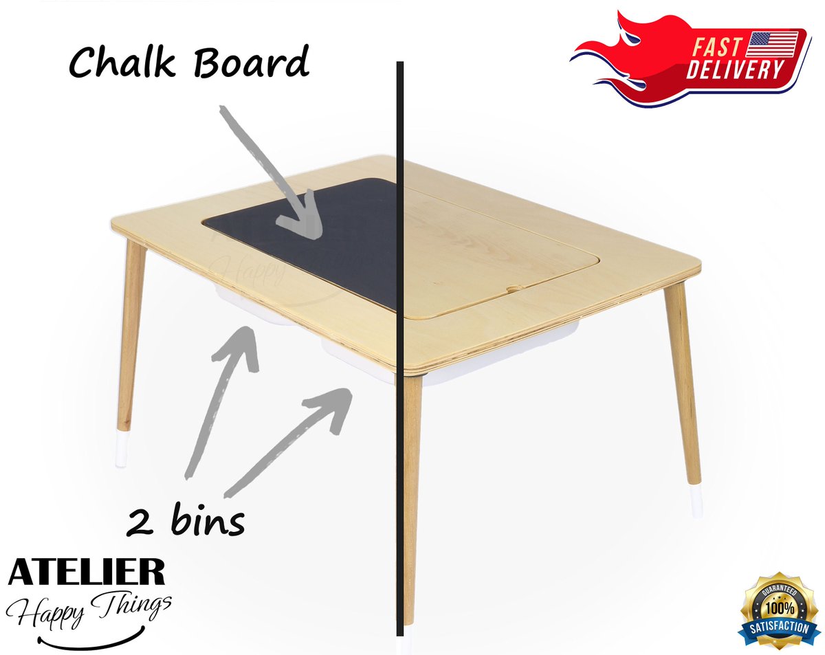 Excited to share the latest addition to my #etsy shop: Wooden Kids Table with Chalkboard , Activity Table for Kids, Sensory Table, Wooden Play Table with Bins, Water and Sand Table etsy.me/3M2FjPi #beige #no #kid #sensorytable #activitytable #woodenplaytable #m