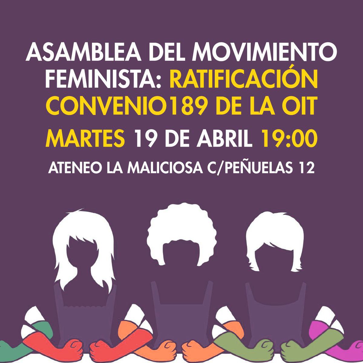 LaLaboratoria's tweet photo. Nos sumamos al llamamiento de las compañeras trabajadoras de hogar: creemos necesario seguir dando impulso a la ratificación del Convenio 189 de la OIT ✊

Con este motivo, asamblea feminista martes 19 de abril, 19:00, en La Maliciosa (Mad) #Ratificacion189Ya #PlenosDerechos 📢 https://t.co/iJTg9q3mjS