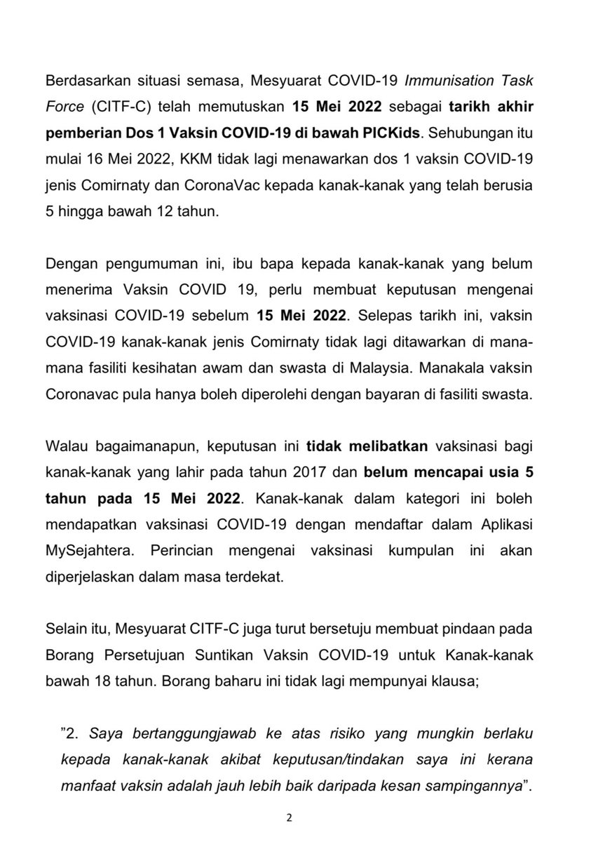 Cara daftar vaksin untuk ibu bapa yang tiada mysejahtera