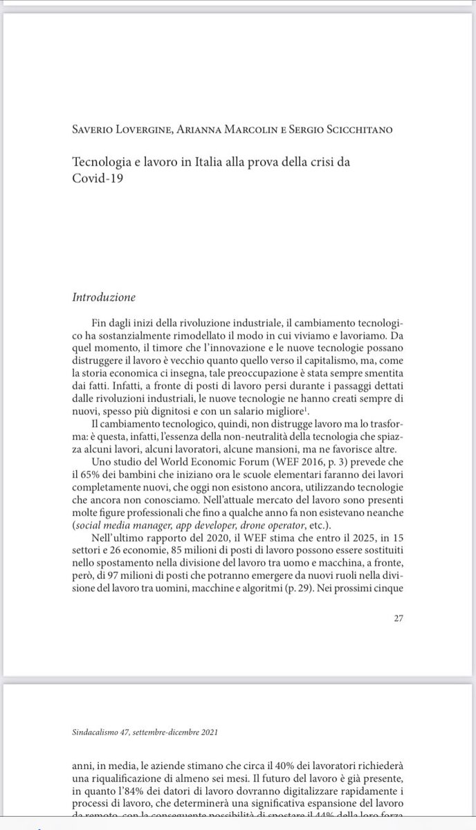 Appena uscito sull’ultimo numero 47 di “Sindacalismo” il nostro pezzo su #Tecnologia e #lavoro in #Italia alla prova della crisi da #Covid-19, scritto con <a href="/AriannaMarcolin/">AriannaMarcolin</a> e S Lovergine 

store.rubbettinoeditore.it/catalogo/sinda…