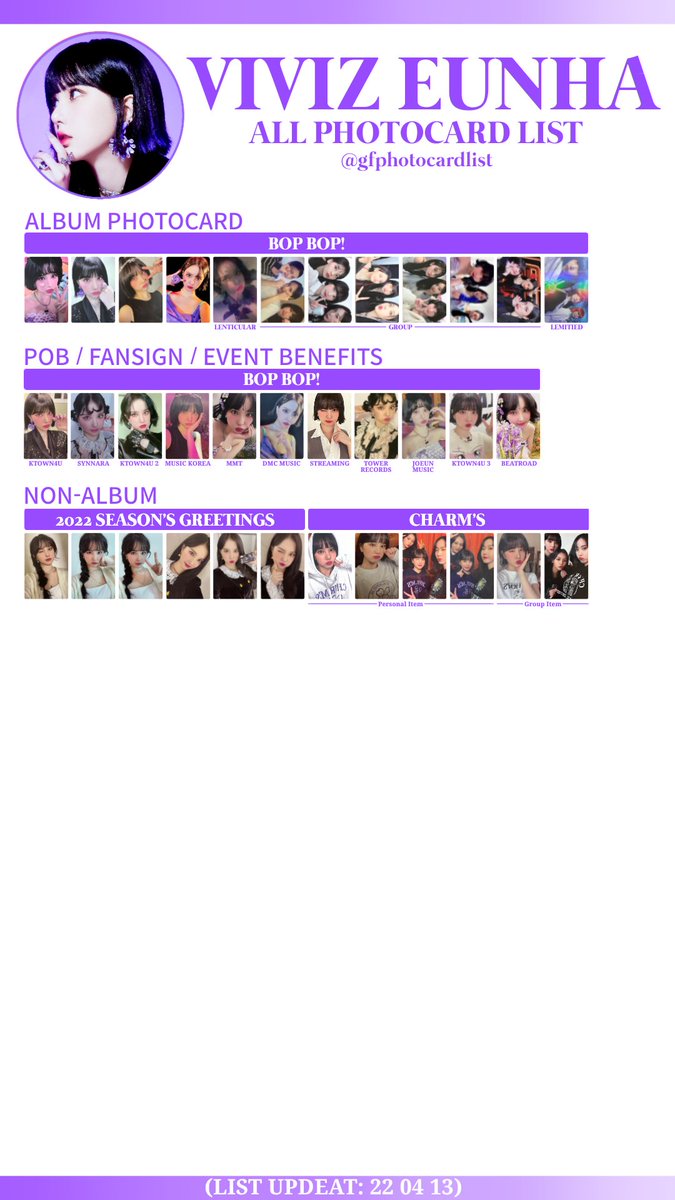 gfphotocardlist's tweet image. 비비지 전체 포카리스트
viviz all photocard list 

#VIVIZ #viviz #photocardlist