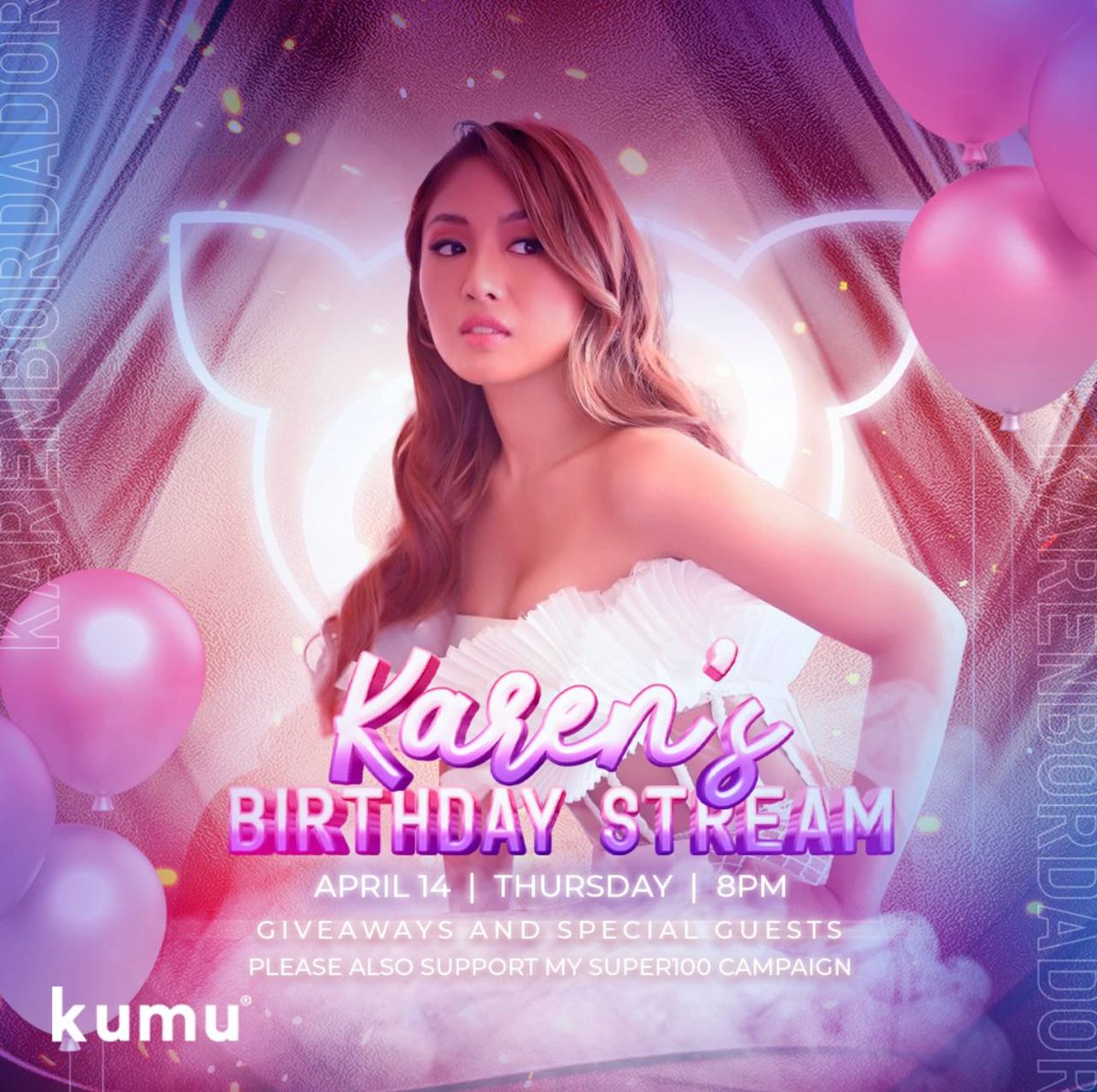 flowerni_k's tweet photo. Because April is such a blessing, and a month full of unexpected things. We envite you to join BIRTHDAY STREAM ni miss @Karen_Bordador , see you there pandas!🐼🌻 https://t.co/3hPD3DeRIh