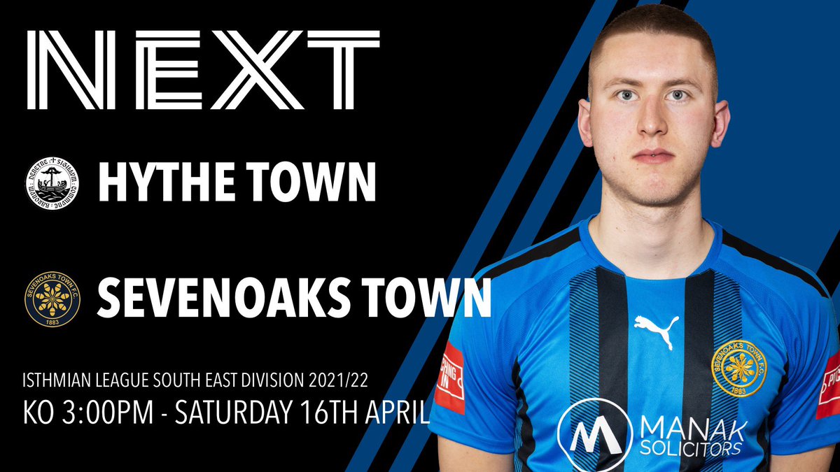 ⚽️🔵⚫️ #NextMatch ⚫️🔵⚽️

🆚 <a href="/hythetownfc/">Hythe Town FC</a> 
📅 Sat 16th April
⌚ 3:00pm
🏆 <a href="/IsthmianLeague/">The Pitching In Isthmian League</a> 

We visit Hythe Town this weekend in another must win match #3GamesToGo

#Football #NonLeague #SevenoaksTownFC #OneClub #LetsGo #team #goals #fans #MatchdayGraphics #SeeYouAtTheMatch