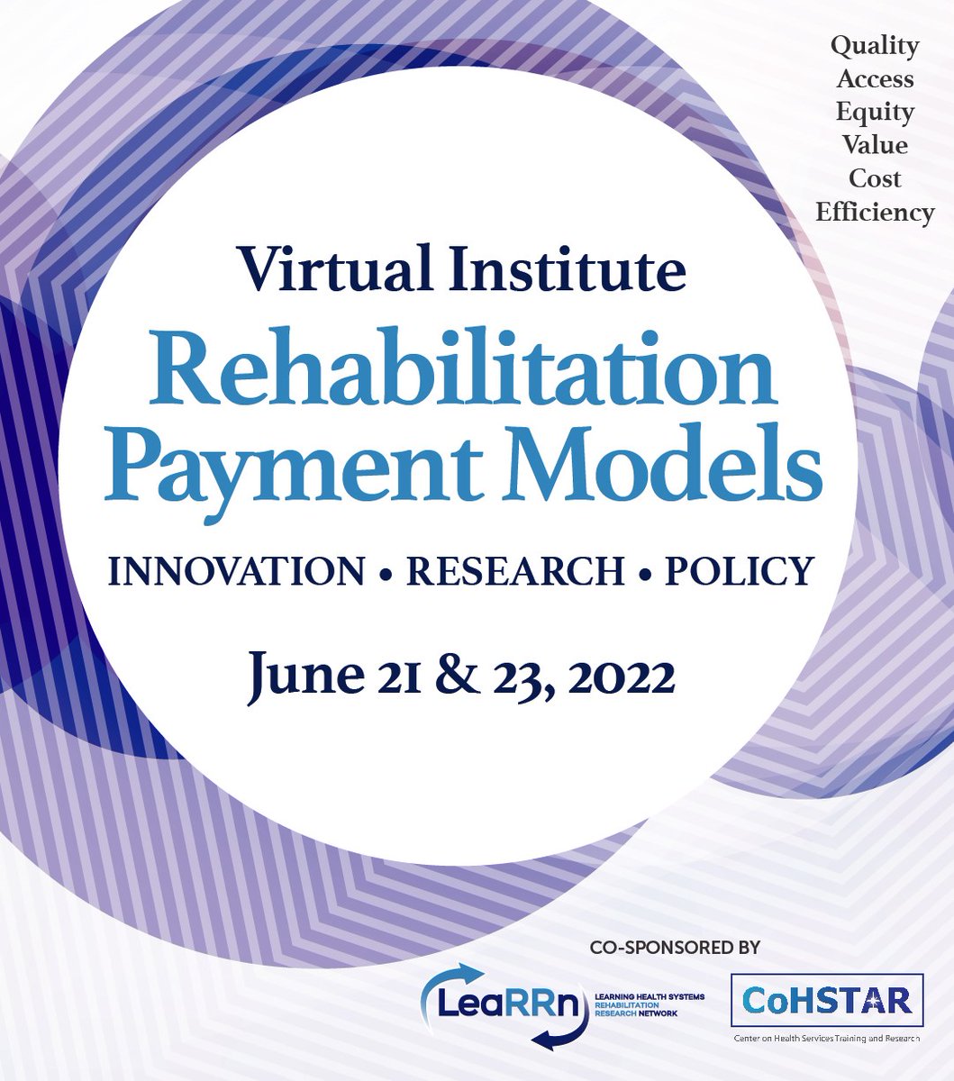 LearrnNetwork's tweet photo. Register now for our 2022 Virtual Institute!
This institute will include discussion of Patient Driven Payment Model (PDPM) / Patient-Driven Groupings Model (PDGM), Bundled Payment, Quality Measures, and more!
Dates: June 21 & 23, 2022
https://t.co/JeLmhDZyOU
#LeaRRn #rehab https://t.co/x1MbdtTjZ2