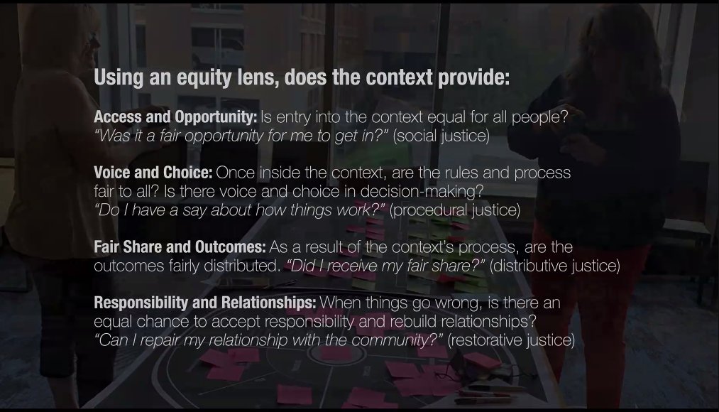 Talent_Hubs's tweet photo. Equity is context dependent. When addressing equity in any context, Jack Hess advises attendees at #AlabamaCAN to use these four tests. #systemschange #equity @alabamapossible https://t.co/PHS14PU2lW