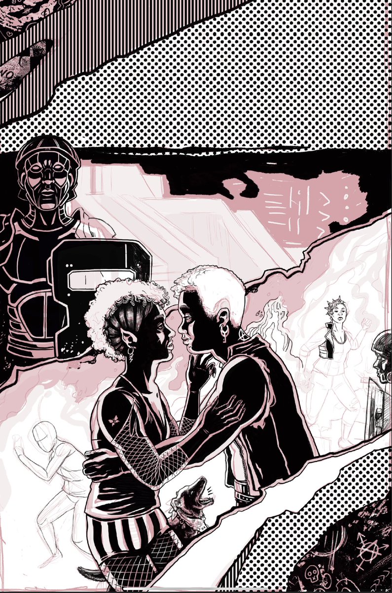 JennRodgersArt's tweet photo. Hey Twitter! I thought it might be cool to share the process for the new Misspent Youth cover. I like the color version best but the stark inks version is cool too. I’m happy with how this turned out. https://t.co/khvnsApIDE