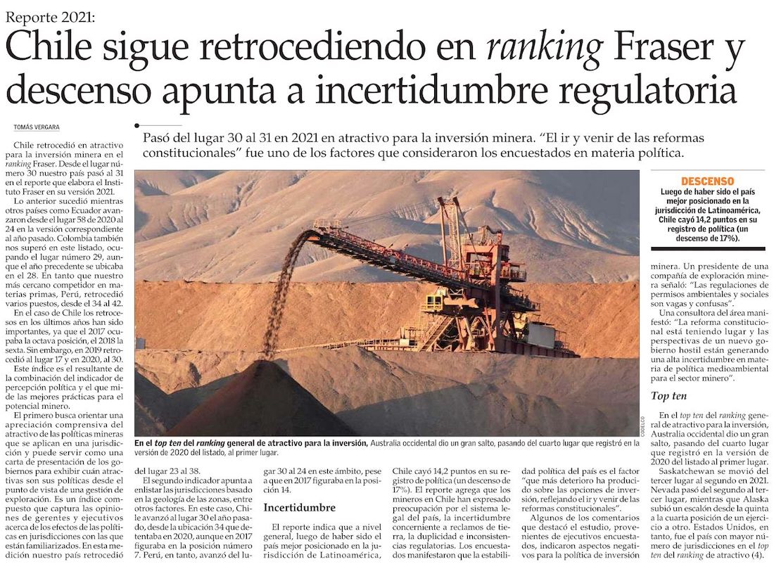VillarinoJ's tweet photo. La Convención podría contribuir a solucionar esta incertidumbre, lamentablemente parece haber decidido exactamente lo contrario, profundizarla. Lo aprobado en la Comisión de Medio Ambiente, como nuevo régimen para el sector minero, solo agrava la situación. Incomprensible. https://t.co/QAYtyFPvCR