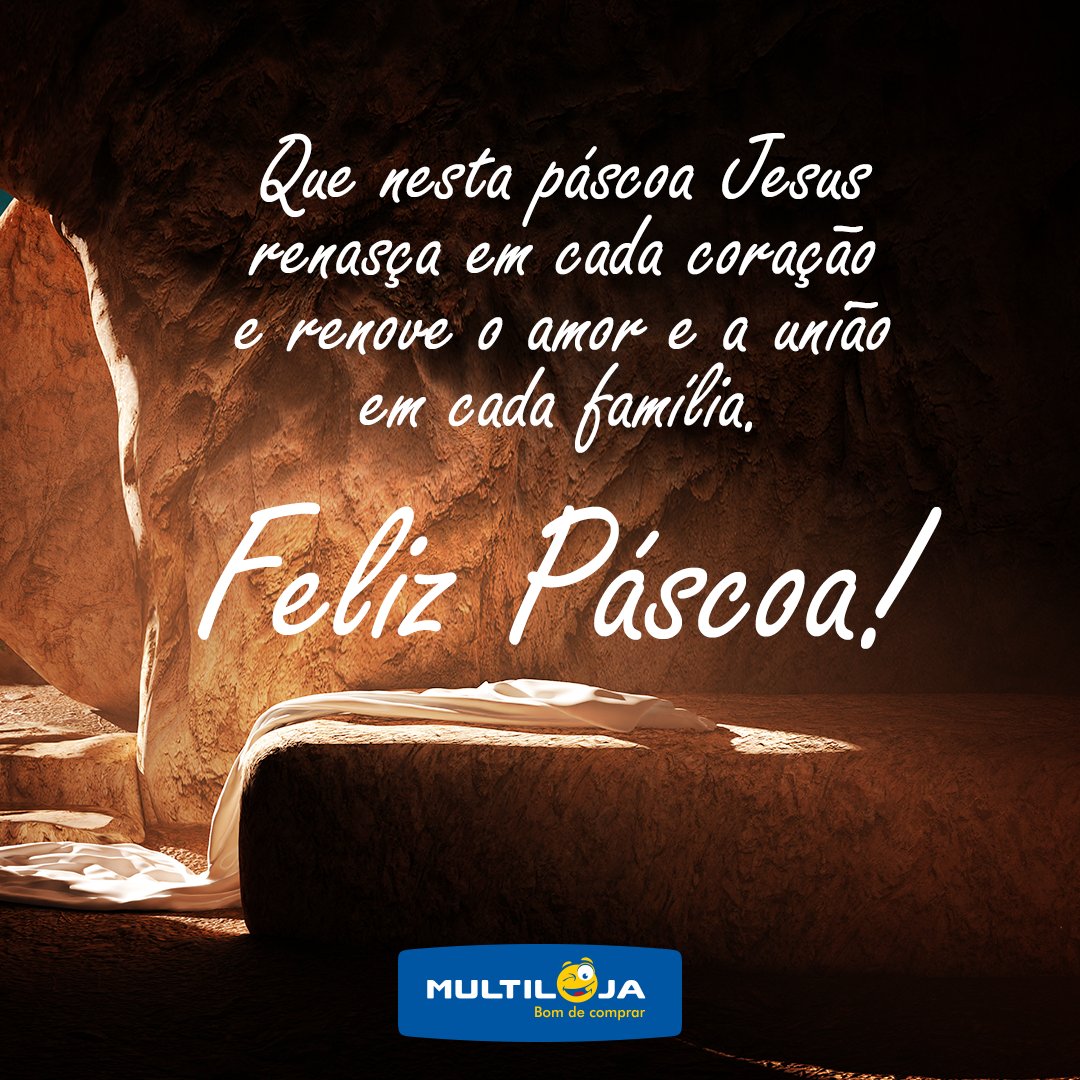 Multiloja's tweet photo. A família Multiloja deseja à todos um dia doce, recheado de bençãos e fraternidade.

Feliz #Páscoa! 🐰🐰🐰 

Multiloja
Bom de ser feliz. 💙 https://t.co/I2PWi78AfU