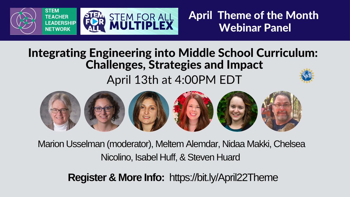 Join us TODAY @ 4pm EDT to discuss strategies for integrating #Engineering into the #STEM classroom. Teachers, researchers, and curriculum developers - we invite you to come &amp; share your perspective!
REGISTER-> terc.zoom.us/meeting/regist…