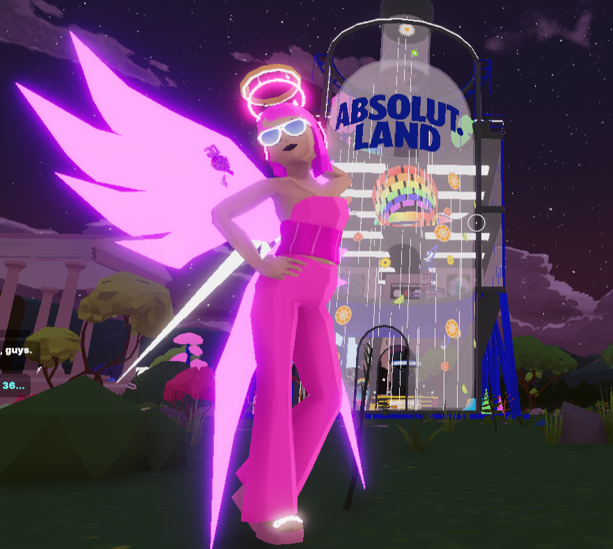 CanessaDCL's tweet photo. GM friends! Do you know what you're wearing to the @AbsolutUS party on Friday? I have a feeling it's going to look like another Fashion Week runway! Here's one look I'm loving! #Absolutland @Decentraland
Suit: @ShopCider 
Wings: @Clammyeth 
Shoes: @enposh 
Glasses: @RoustanNFT https://t.co/b6dBVxVUSl
