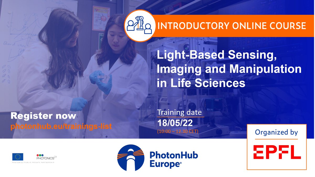 Could photonics empower your products for the life sciences? 
Welcome to EPFL’s PhotonHub Europe online introductory course on May 18 given by Profs. Aleksandra Radenovic and Hatice Altug in the field of #BioNano #Photonics with broad applications
👉photonhub.eu/trainings-list