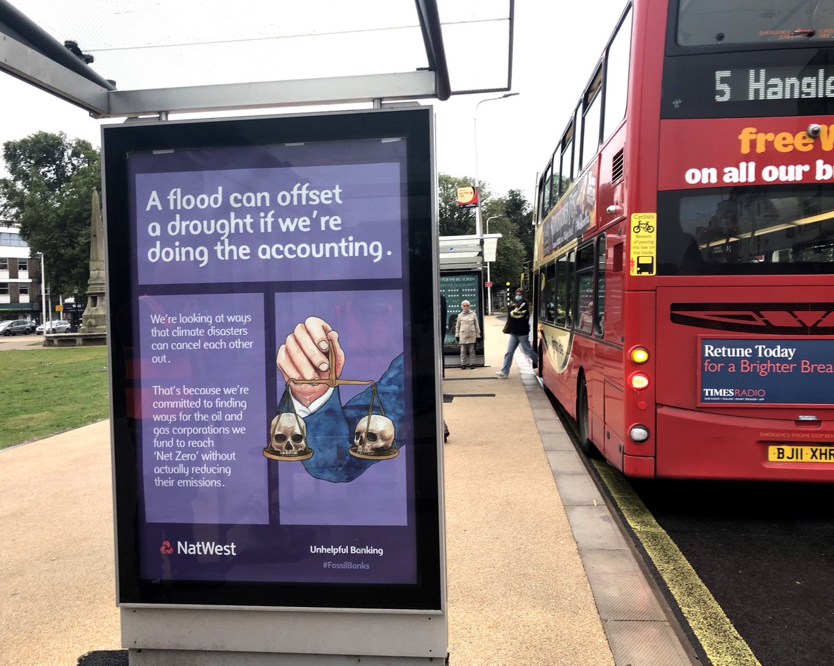 darren_cullen's tweet image. A few of the climate banking ads I&apos;ve made for @BrandalismUK&apos;s #FossilBanks campaign.