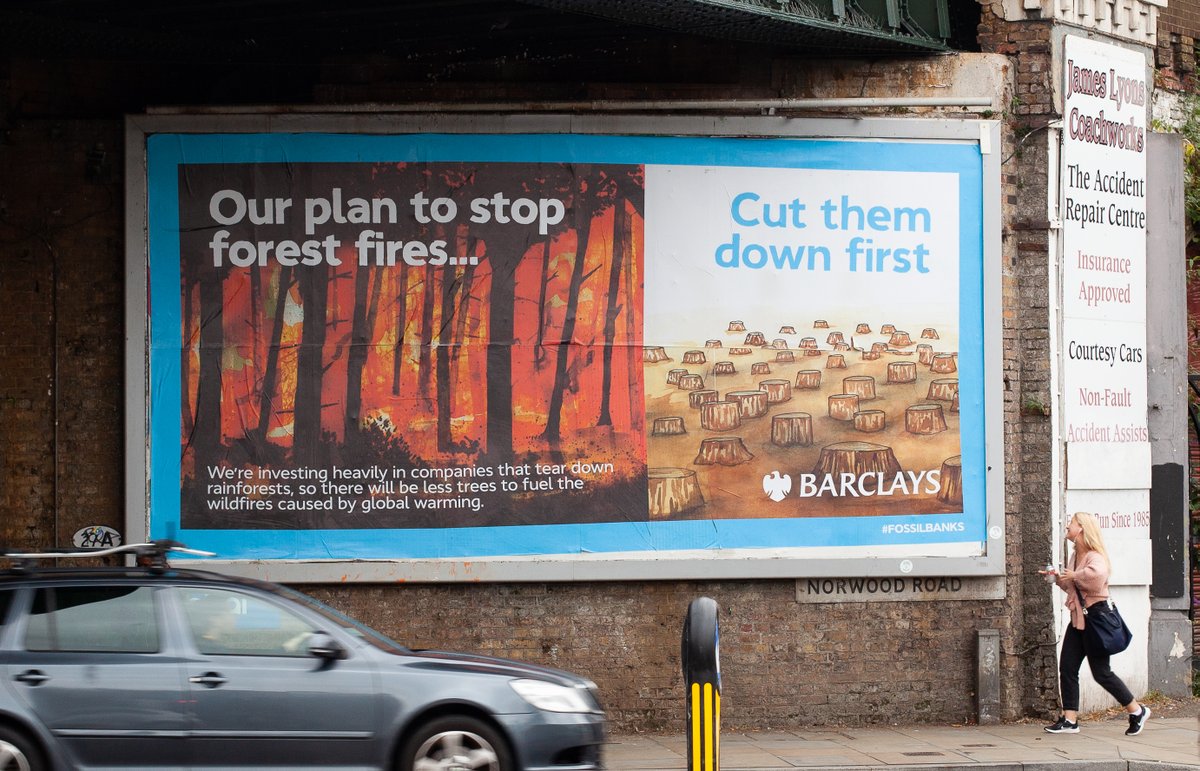 darren_cullen's tweet image. A few of the climate banking ads I&apos;ve made for @BrandalismUK&apos;s #FossilBanks campaign.