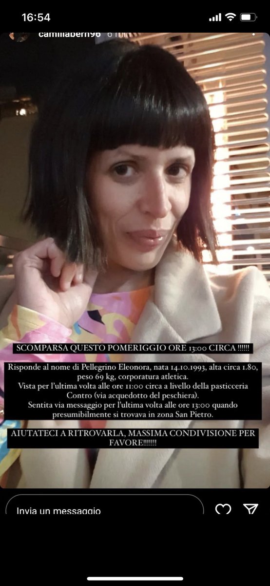 thisissaccons's tweet image. Una mia amica è scomparsa oggi a Roma, se avete notizie per favore aiutateci, anche solo un retweet è già un grande aiuto, grazie.