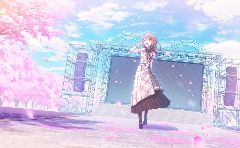 【希少】プロセカ　色紙　花里みのり　「君と歌う、桜舞う世界で！」 希少】プロセカ 色紙 花里みのり 「君と歌う、桜舞う世界で