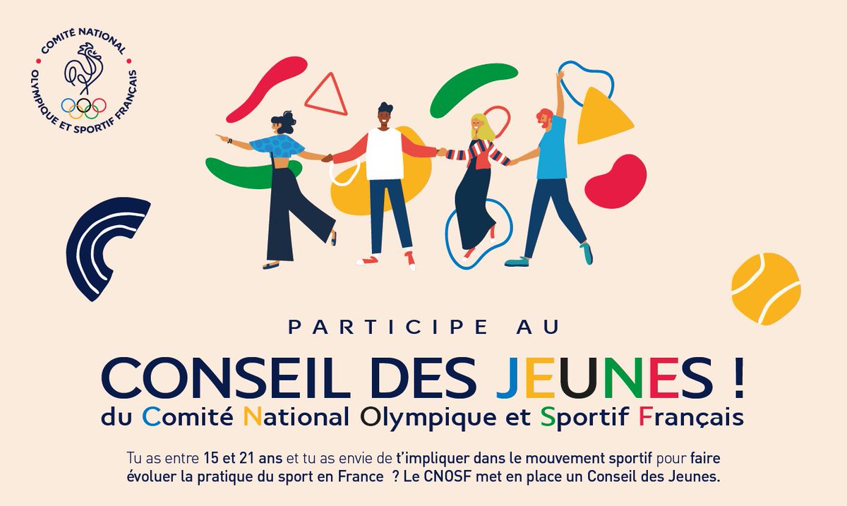 ✋ Tu as entre 15 et 21 ans et tu as envie de t’impliquer dans le mouvement sportif pour faire évoluer la pratique ? Le #CNOSF met en place un #ConseilDesJeunes.
Candidate avant le 7 mai 2022 ▶️ bit.ly/3Ok9gwq