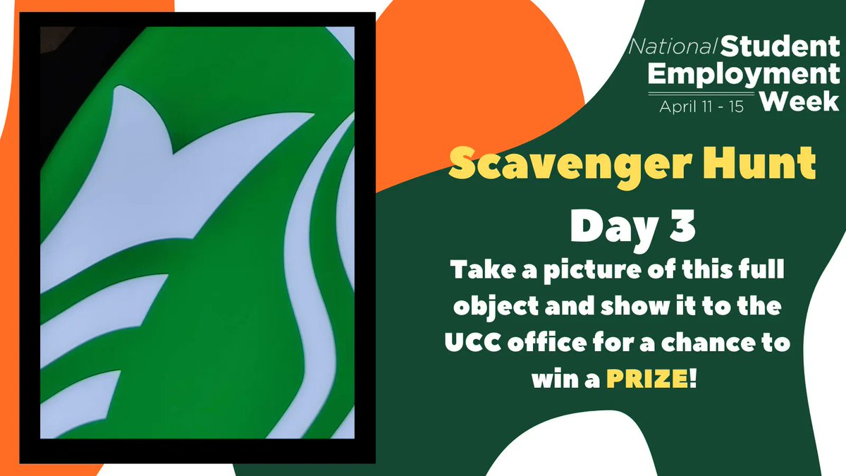 Stop by the Career Center with a photo of the object in the picture for the chance to win a Prize!! #StudentEmploymentWeek