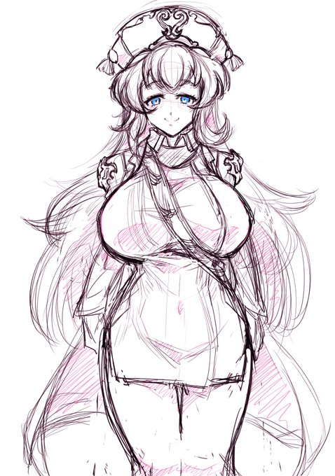 描いたことがなかったので練習にユフィール先生描き起こし。この人もまた装飾が90年代だよ封神演義か何か?髪型は左右非対称なのね。 