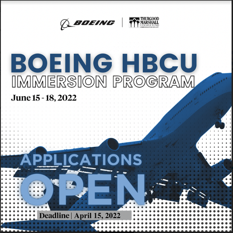 HusobCce's tweet photo. 🗣️ Calling HU25 &amp; HU26
Boeing HBCU Immersion Program are accepting applications. Students interested in Business, IT, or Engineering should apply before April 15, 2022! #HUSBCCE #HU25 #HU26
https://t.co/j2UhNT6vqj https://t.co/eYQhTAGX42