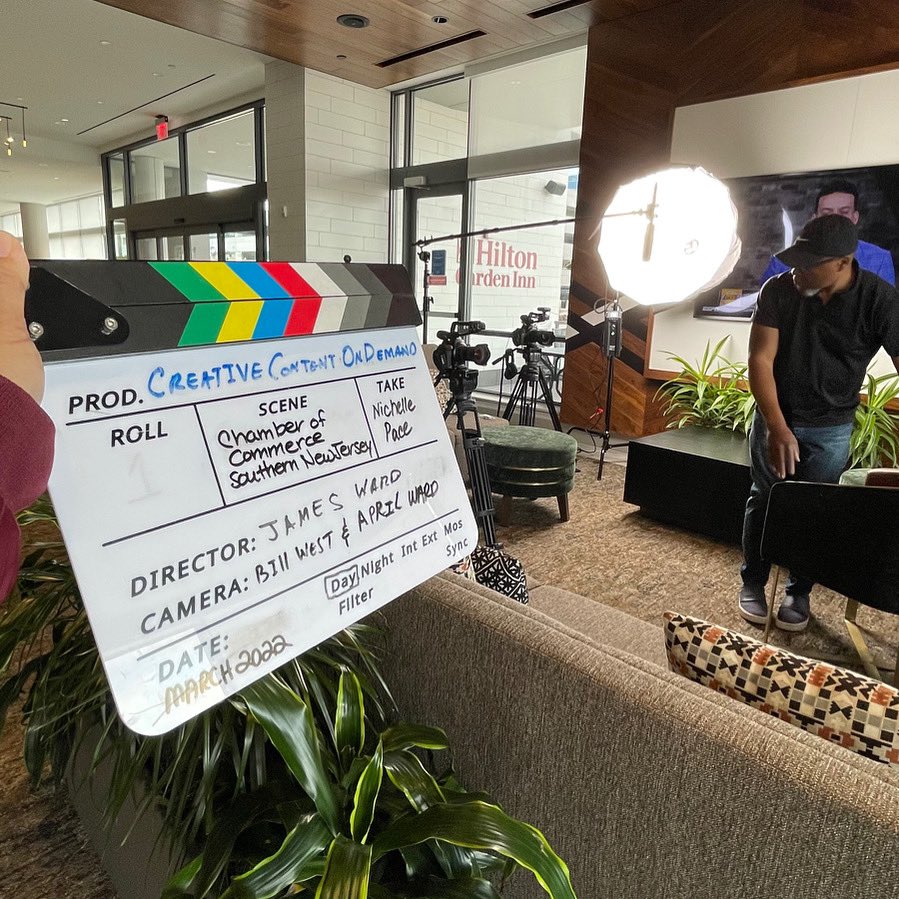 weareccod's tweet photo. A glimpse behind the scenes as we prepare the interview set for @CCSNJ at @HiltonGardenInn Camden Waterfront in Camden, NJ.
#CreativeContentOnDemand #VideoProduction #Storyteller #SouthJerseyVideographer #SetLife #Interview #CamdenNJ #chamberofcommercesouthernnj https://t.co/5Z0wtlobJH