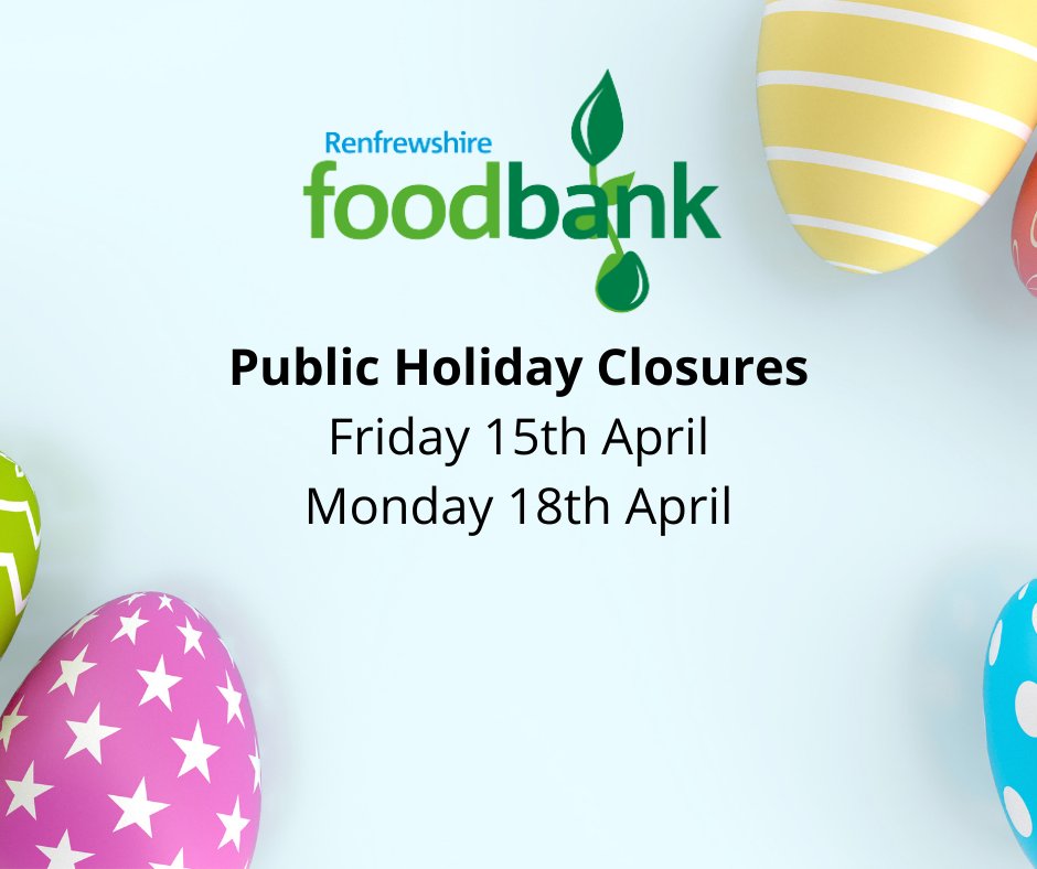 A reminder to everyone that we won't be open this Friday 15th or Monday 18th April for the holidays.