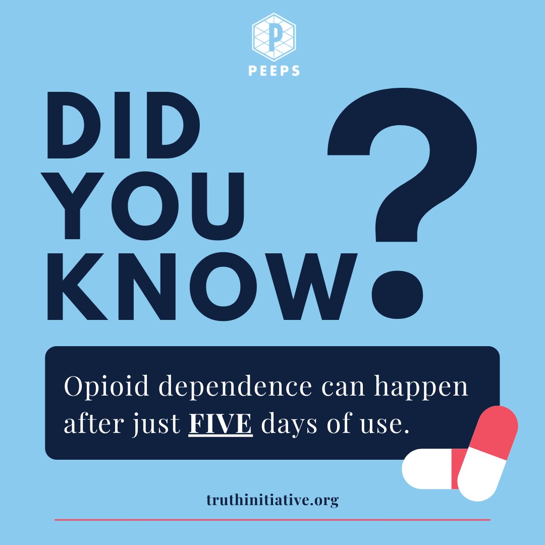 peepsprevention's tweet photo. Know the truth about opioids. For more information go here: https://t.co/wZhEmRkpiM
#truthinitiative #opioids #prevention
@truthinitiative https://t.co/TlIcy1FuB7