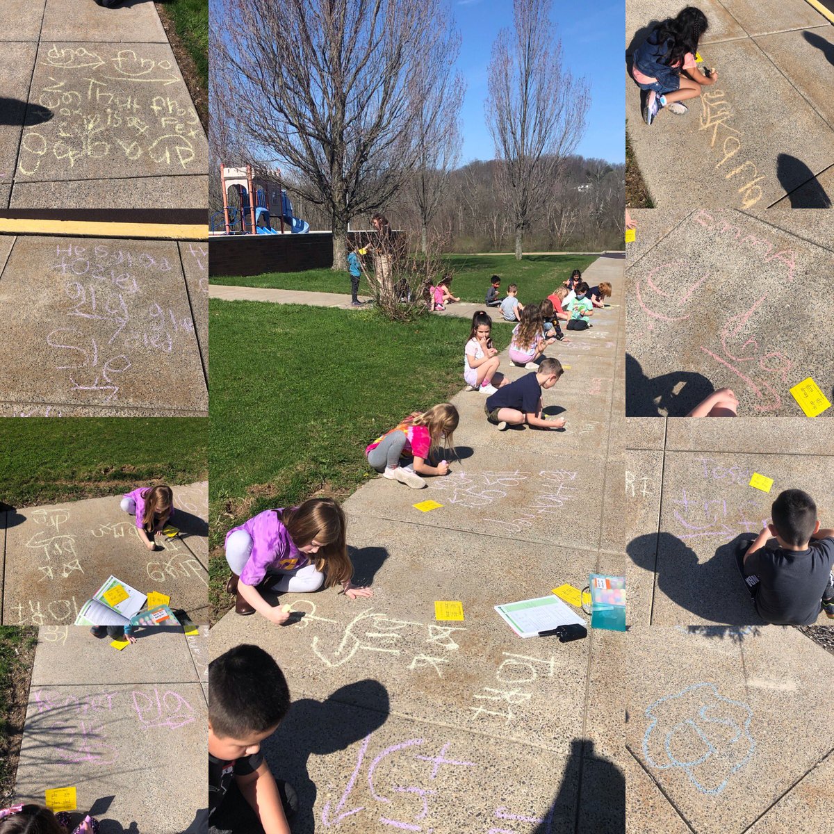We ❤️ the warm weather today and spent time practicing our blends using chalk outside!☀️