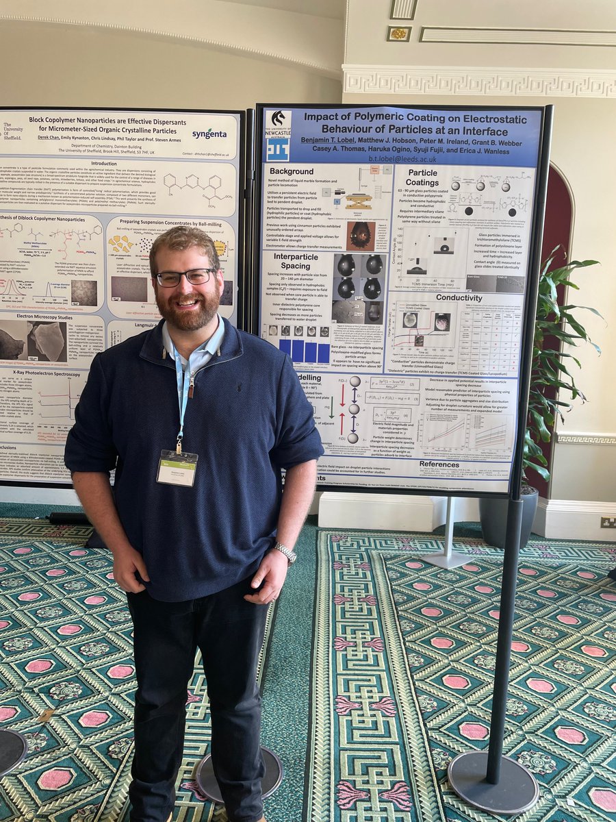 lee_fielding's tweet photo. Congratulations to our three @softmatter sponsored poster prize winners at the @ColloidsGroup organised Rideal meeting last Friday . The winners were Derek Chan, @cepugsley and Benjamin Lobel. @ArmesGroup @SCIupdate @Syngenta @SOFI_CDT https://t.co/Dlu93hv860