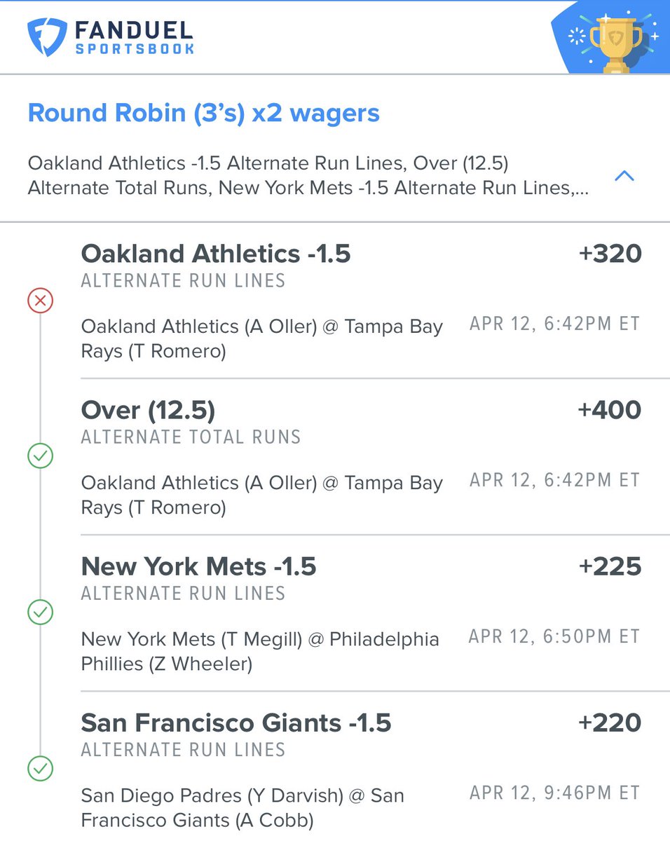 TwoForTheMoneyB's tweet photo. Been tracking MLB +EV plays since opening day that are above 5% ROI. 

Those plays individually are 8-6 +12.96u 

Ran them round Robin yesterday and cashed +15u https://t.co/SazEDKlZRK