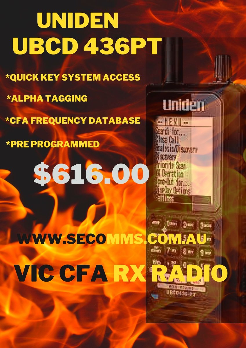southeastcomms's tweet photo. Uniden UBCD436PT Scanner $616.00*** everyday price ***
https://t.co/U3mjZcHOBt
Key Features Include -
No programming Required: Factory Programmed microSD* card for all District scan groups
arranged by CFA Frequency Database

#scanner #scan #cfa #ses   #radioamateurs #radioporn https://t.co/3WMsr4zpSW