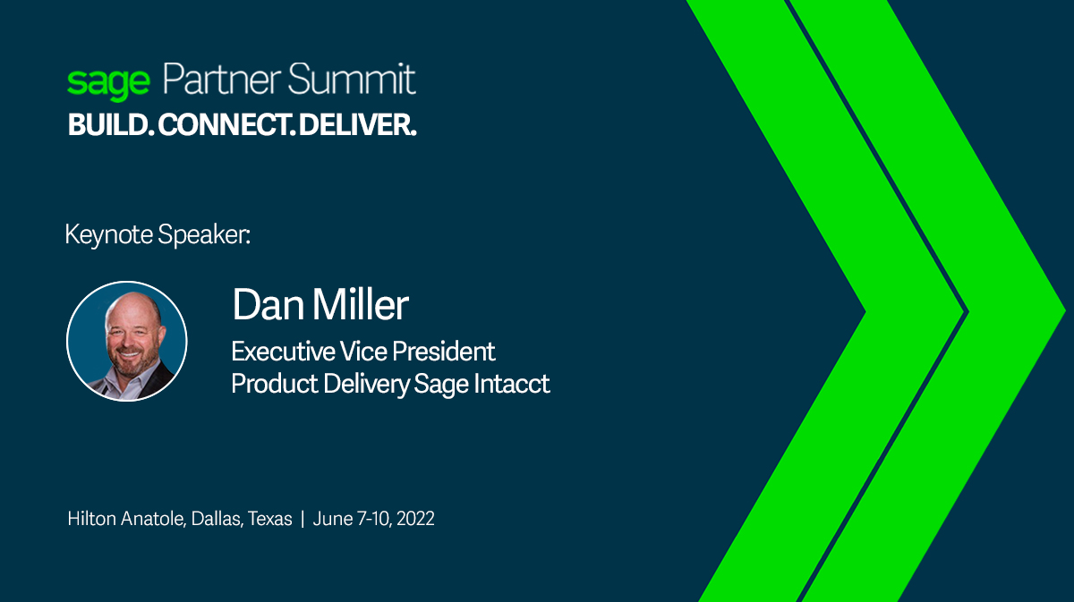 🚨#SagePartnerSummit speaker announcement!

Dan Miller, EVP Product Delivery <a href="/SageIntacct/">Sage Intacct</a>, will be sharing his passion for building solutions that solve real problems for our customers. 

#BuildConnectDeliver with our <a href="/sagegroupplc/">Sage</a> leaders from June 7-10➡️bit.ly/3xaArUa