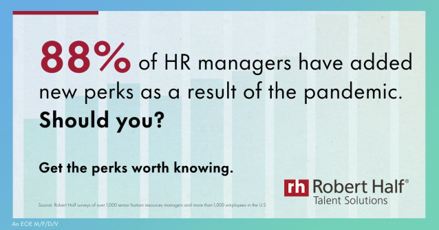 MKaylorTweets's tweet photo. If you don’t offer perks as part of your #CompensationPackage, you’re doing it wrong. Get perks worth knowing in the recently updated @roberthalf 2022 Salary Guide. #NumbersWorthKnowing https://t.co/6q1vuaEHOl https://t.co/m6AZklbtBE