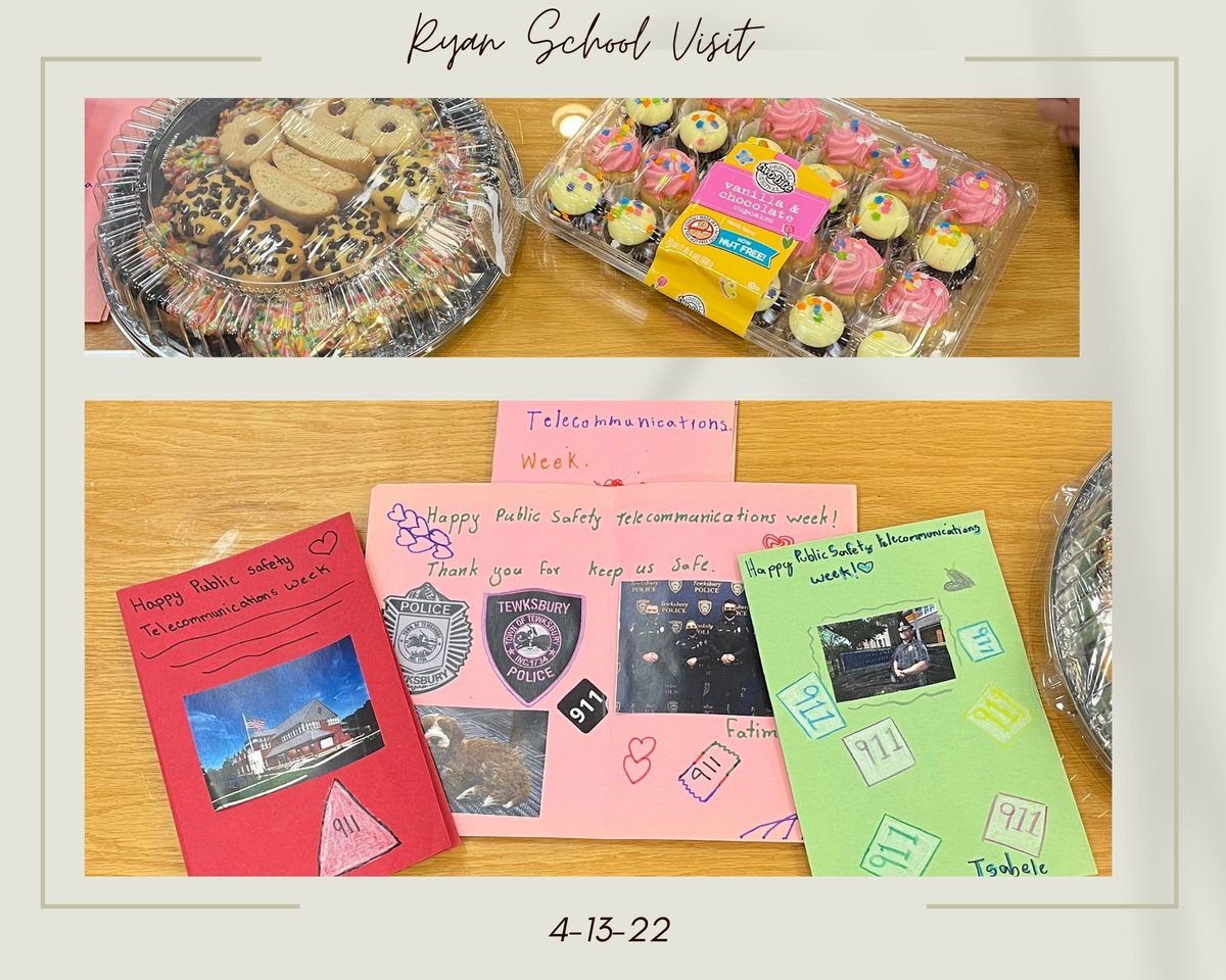 TPD was lucky to have some special visitors today from the Ryan School who are learning more about the community.

Officer Adams &amp; Barbera taught them more about the police department, and gave them a tour of the station. Thanks for visiting &amp; for the thoughtful cards &amp; goodies .