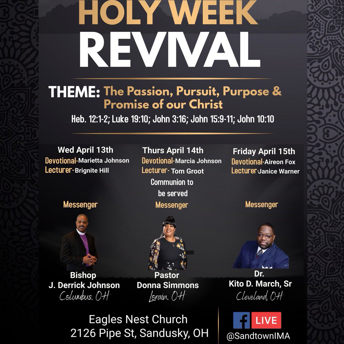 SandtownIMA's tweet photo. Same spirit, different location. Holy Week continues tonight at 6:30pm at Eagles Nest. https://t.co/63YDrpvwKq