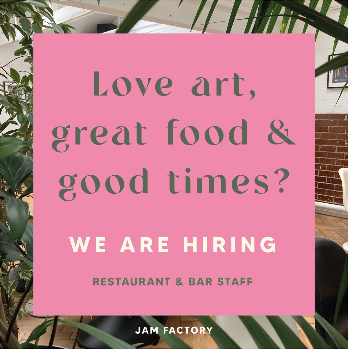 We are hiring!

We are looking for friendly restaurant and bar staff.
Pop in and say hello with a one page CV
Full time positions available / part time also considered