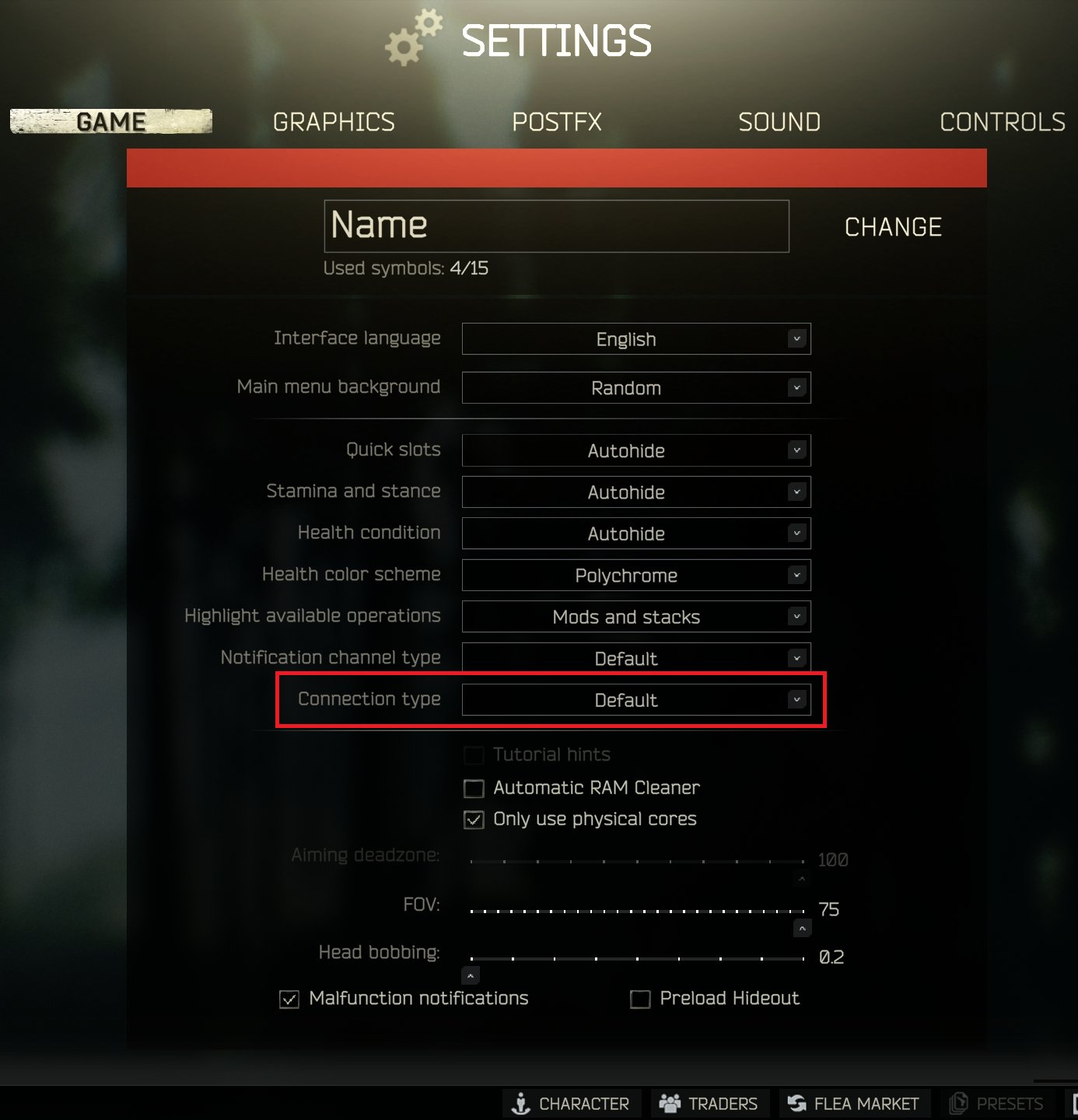Escape from Tarkov on Twitter "The Connection type setting does not